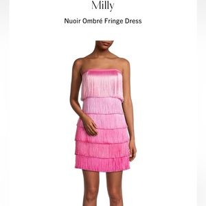 Milly fringe pink nuoir mini dress sz 12